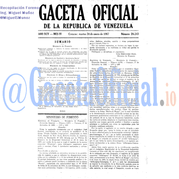 Gaceta Oficial 28243 del 24 Enero 1967