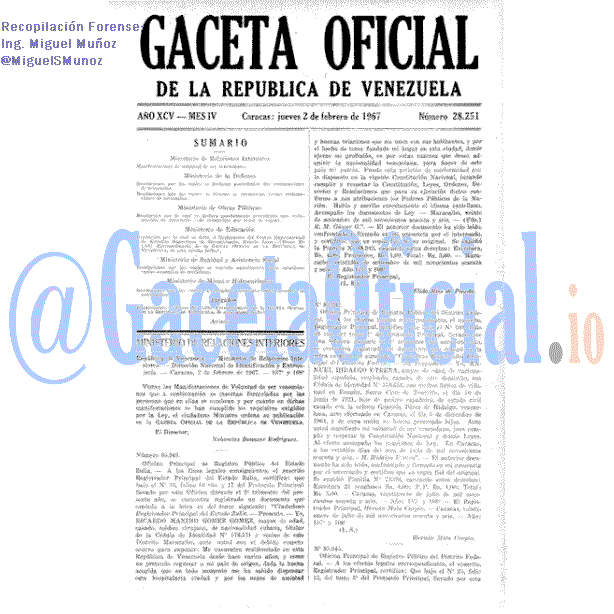 Gaceta Oficial 28251 del 2 Febrero 1967