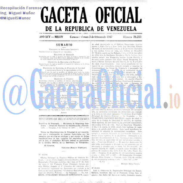 Gaceta Oficial 28252 del 3 Febrero 1967