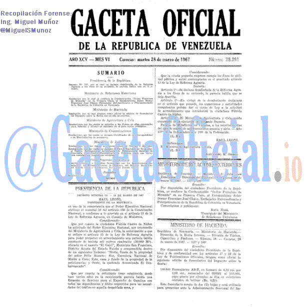 Gaceta Oficial 28291 del 28 Marzo 1967