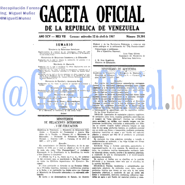 Gaceta Oficial 28304 del 12 Abril 1967