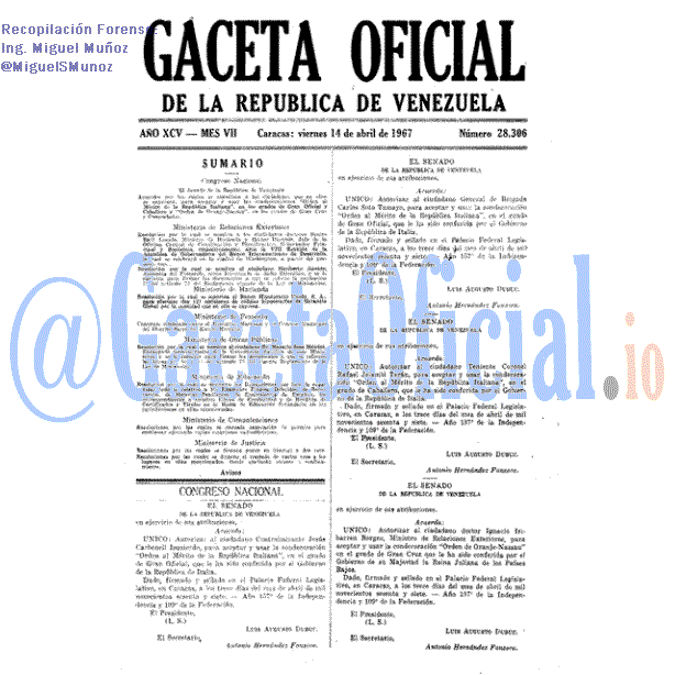 Gaceta Oficial 28306 del 14 Abril 1967