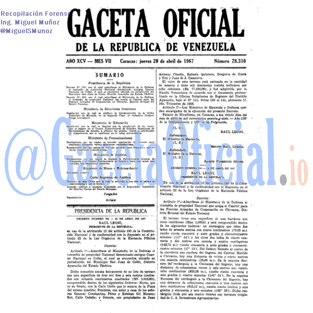 Gaceta Oficial 28310 del 20 Abril 1967