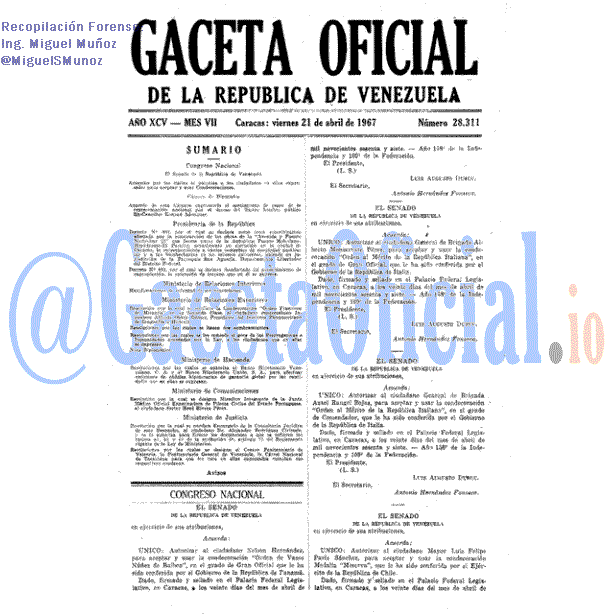 Gaceta Oficial 28311 del 21 Abril 1967