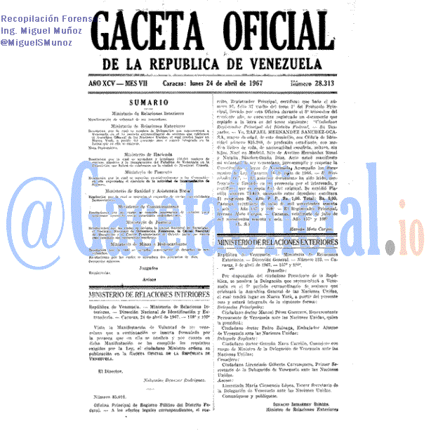 Gaceta Oficial 28313 del 24 Abril 1967