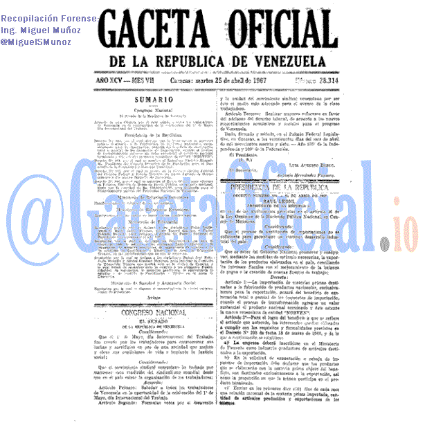 Gaceta Oficial 28314 del 25 Abril 1967