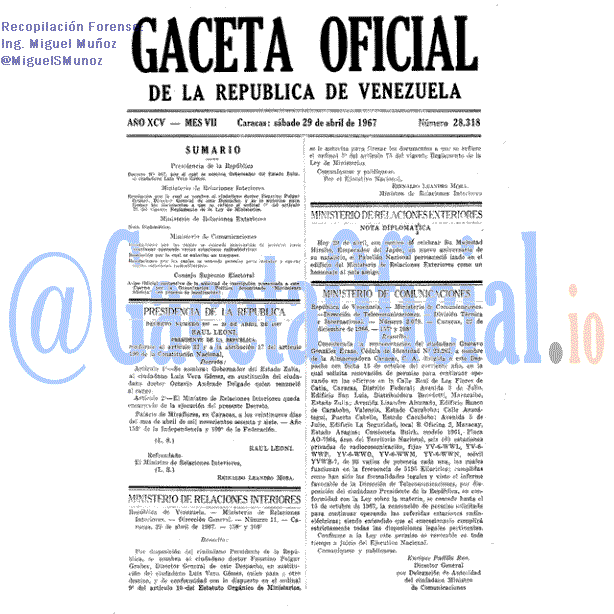 Gaceta Oficial 28318 del 29 Abril 1967