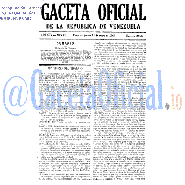 Gaceta Oficial 28327 del 11 Mayo 1967