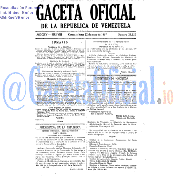 Gaceta Oficial 28336 del 22 Mayo 1967