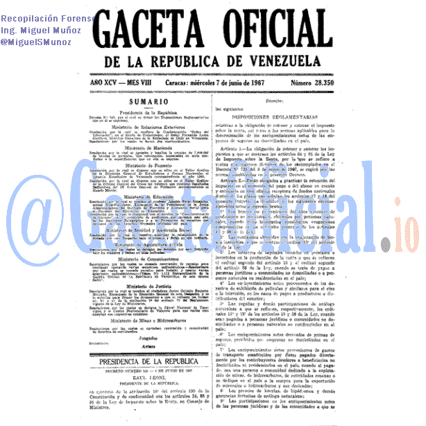 Gaceta Oficial 28350 del 7 Junio 1967