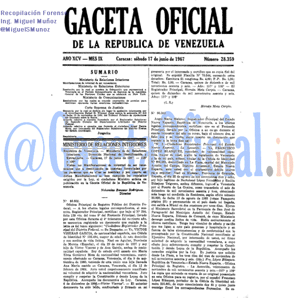 Gaceta Oficial 28359 del 17 Junio 1967