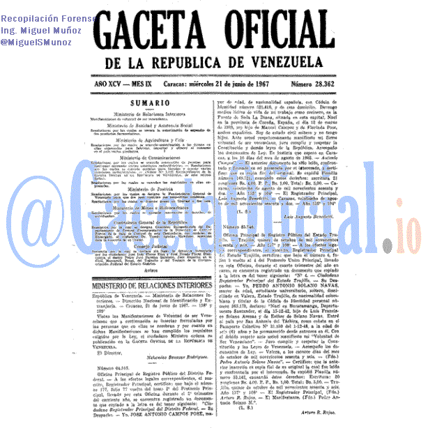 Gaceta Oficial 28362 del 21 Junio 1967