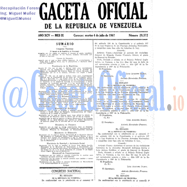 Gaceta Oficial 28372 del 4 Julio 1967