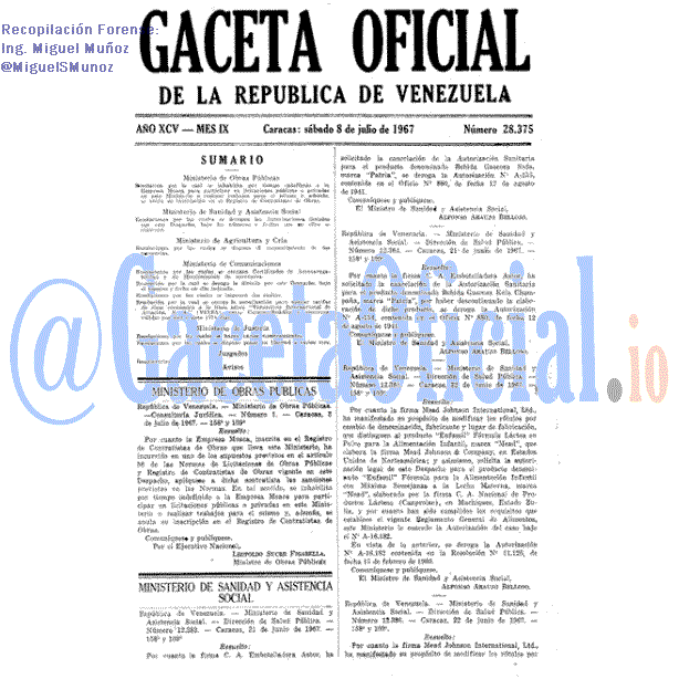 Gaceta Oficial 28375 del 8 Julio 1967
