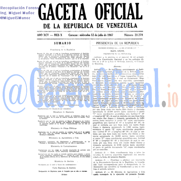 Gaceta Oficial 28378 del 12 Julio 1967