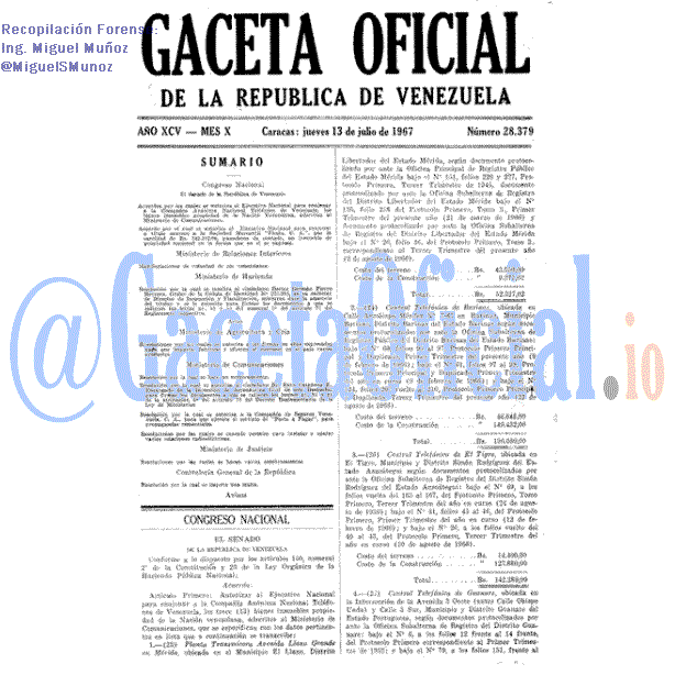 Gaceta Oficial 28379 del 13 Julio 1967