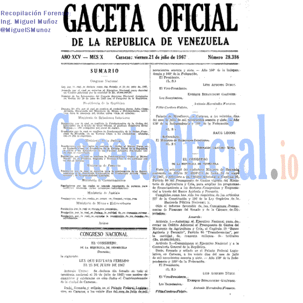 Gaceta Oficial 28386 del 21 Julio 1967