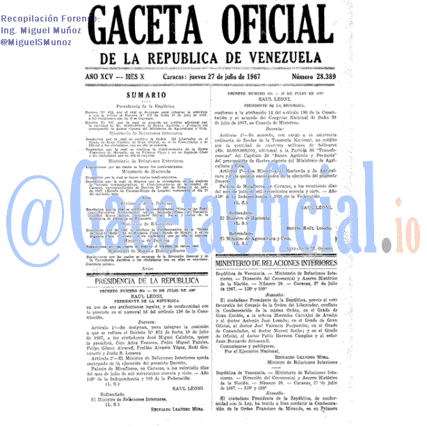 Gaceta Oficial 28389 del 27 Julio 1967