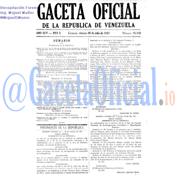 Gaceta Oficial 28390 del 28 Julio 1967