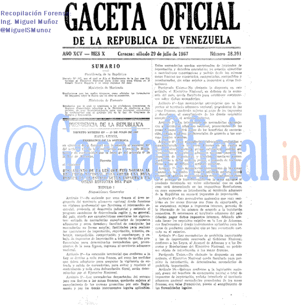 Gaceta Oficial 28391 del 29 Julio 1967