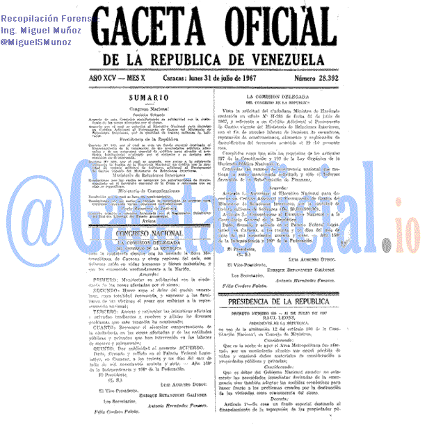 Gaceta Oficial 28392 del 31 Julio 1967