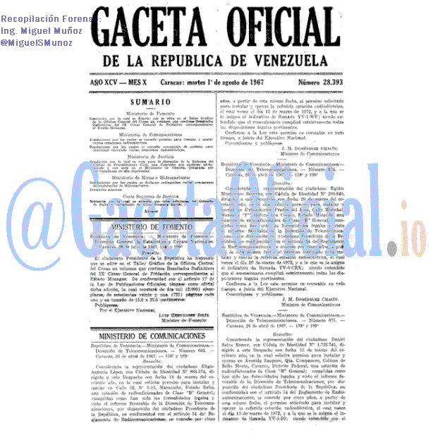 Gaceta Oficial 28393 del 1 Agosto 1967