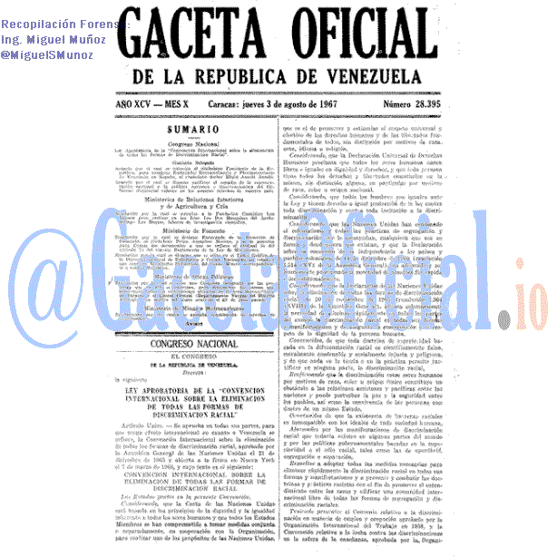 Gaceta Oficial 28395 del 3 Agosto 1967