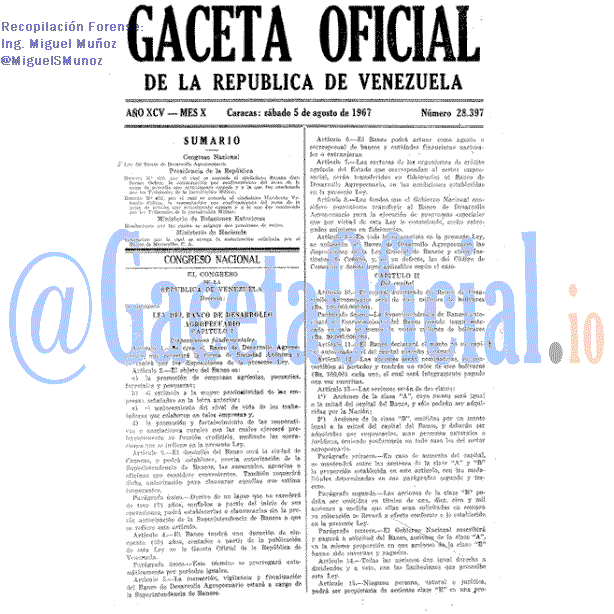 Gaceta Oficial 28397 del 5 Agosto 1967