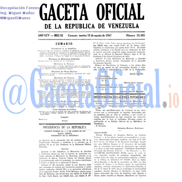 Gaceta Oficial 28405 del 15 Agosto 1967