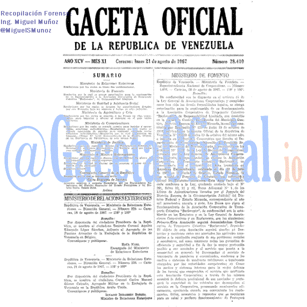 Gaceta Oficial 28410 del 21 Agosto 1967