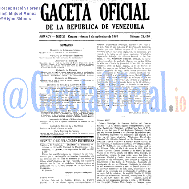 Gaceta Oficial 28426 del 8 Septiembre 1967