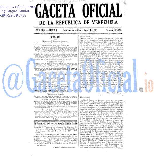 Gaceta Oficial 28446 del 2 Octubre 1967