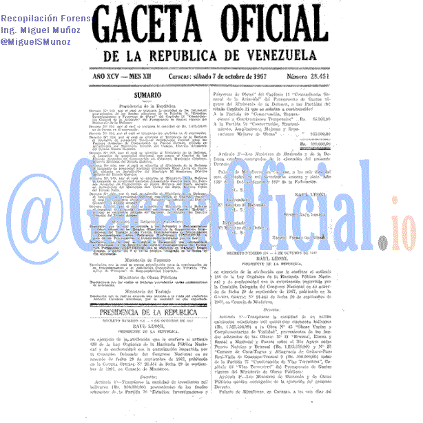 Gaceta Oficial 28451 del 7 Octubre 1967