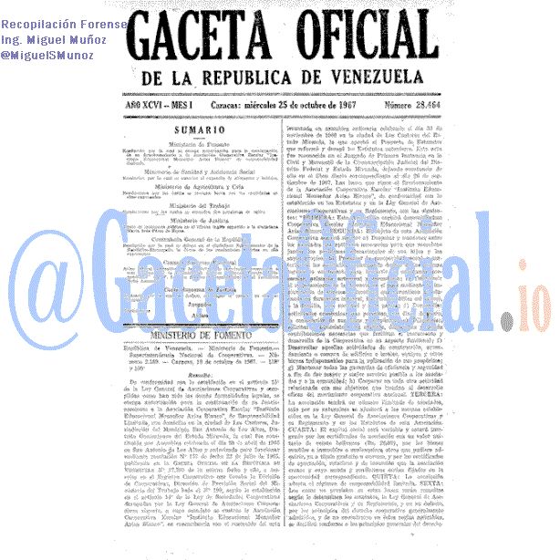 Gaceta Oficial 28464 del 25 Octubre 1967