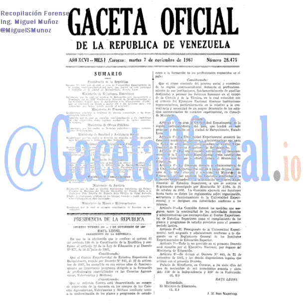 Gaceta Oficial 28475 del 7 Noviembre 1967