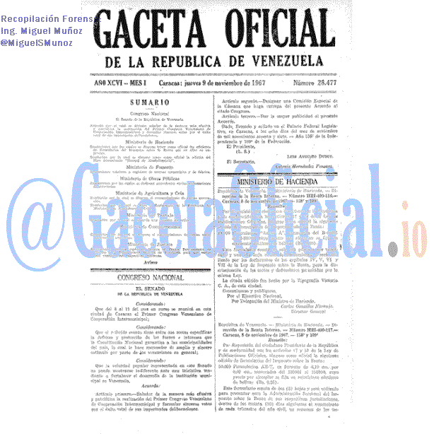 Gaceta Oficial 28477 del 9 Noviembre 1967