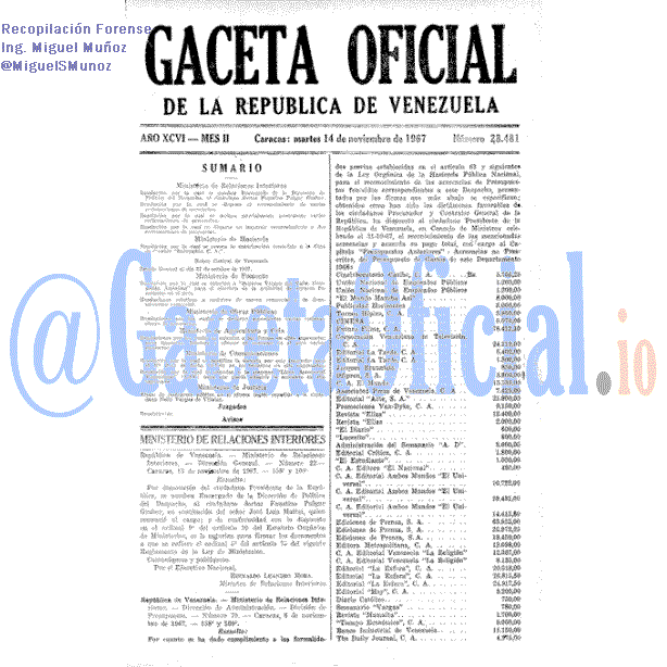 Gaceta Oficial 28481 del 14 Noviembre 1967