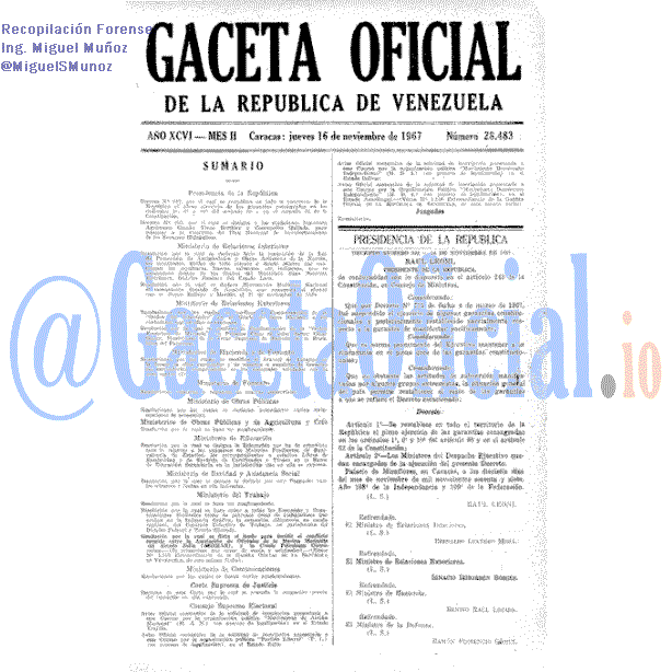 Gaceta Oficial 28483 del 16 Noviembre 1967
