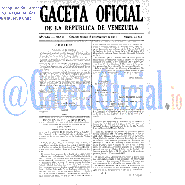Gaceta Oficial 28485 del 18 Noviembre 1967