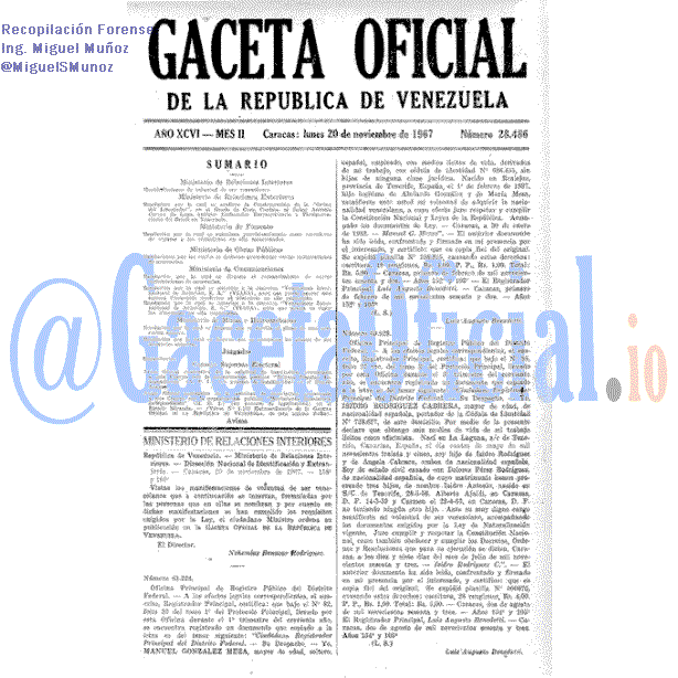 Gaceta Oficial 28486 del 20 Noviembre 1967