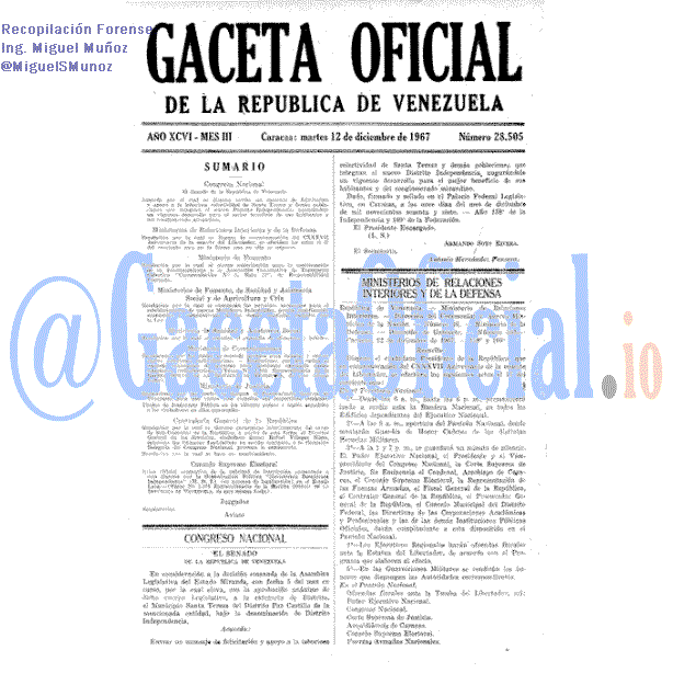 Gaceta Oficial 28505 del 12 Diciembre 1967