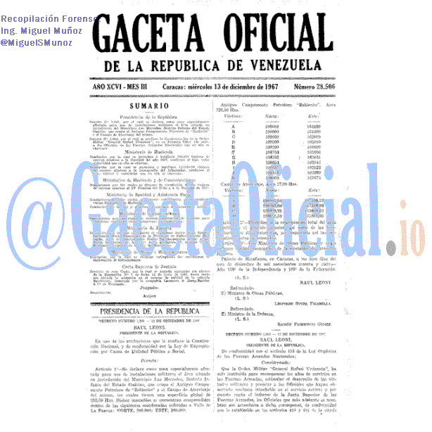 Gaceta Oficial 28506 del 13 Diciembre 1967