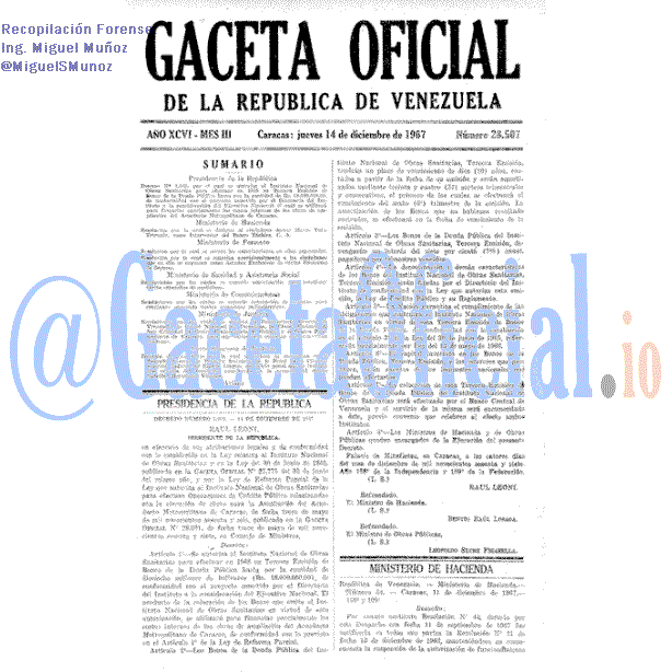 Gaceta Oficial 28507 del 14 Diciembre 1967