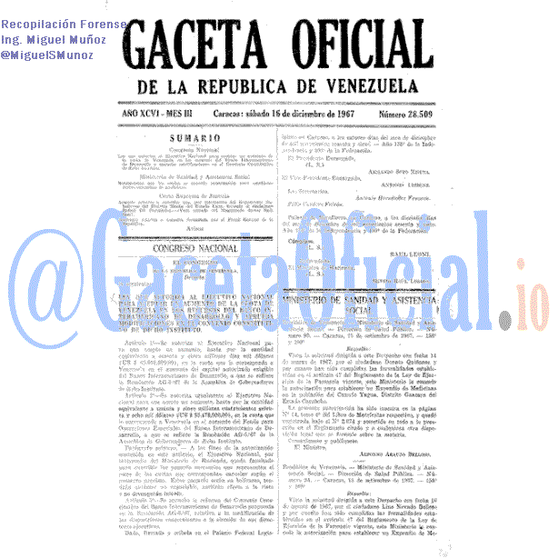 Gaceta Oficial 28509 del 16 Diciembre 1967