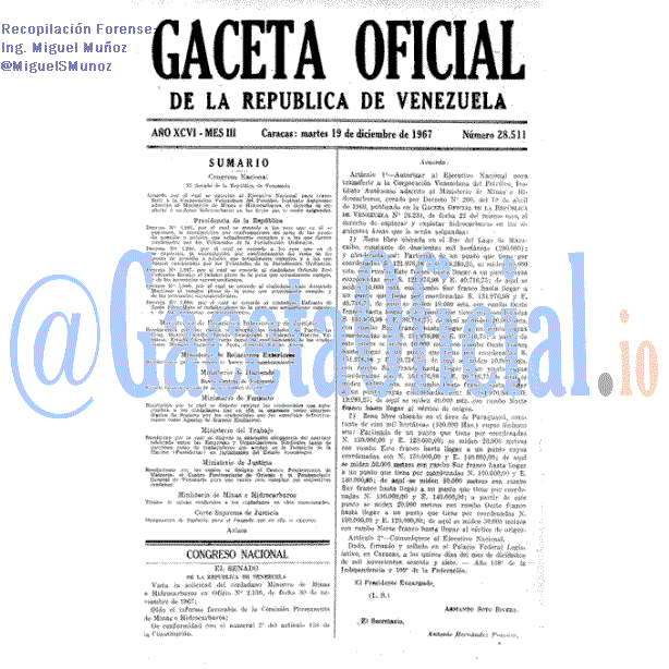 Gaceta Oficial 28511 del 19 Diciembre 1967