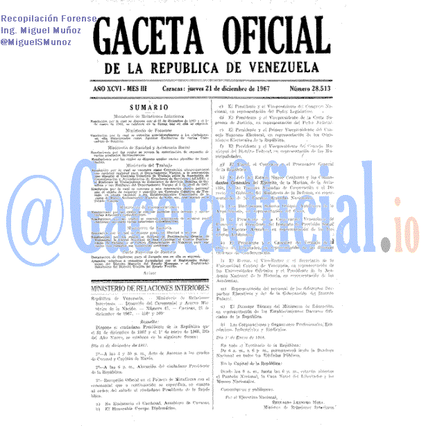 Gaceta Oficial 28513 del 21 Diciembre 1967
