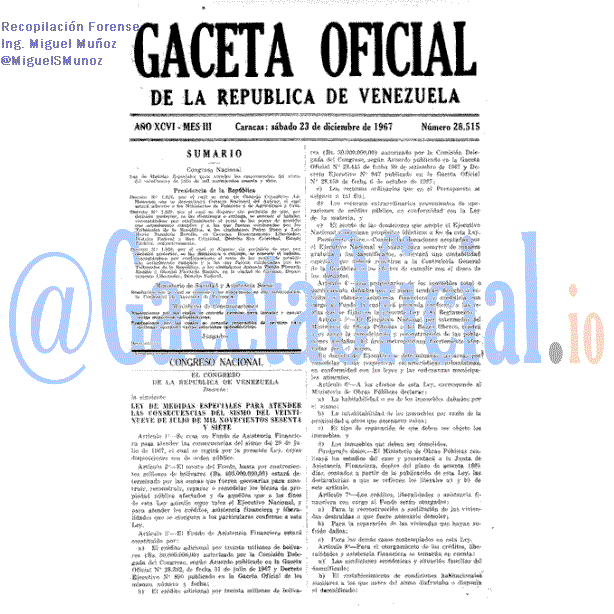 Gaceta Oficial 28515 del 23 Diciembre 1967