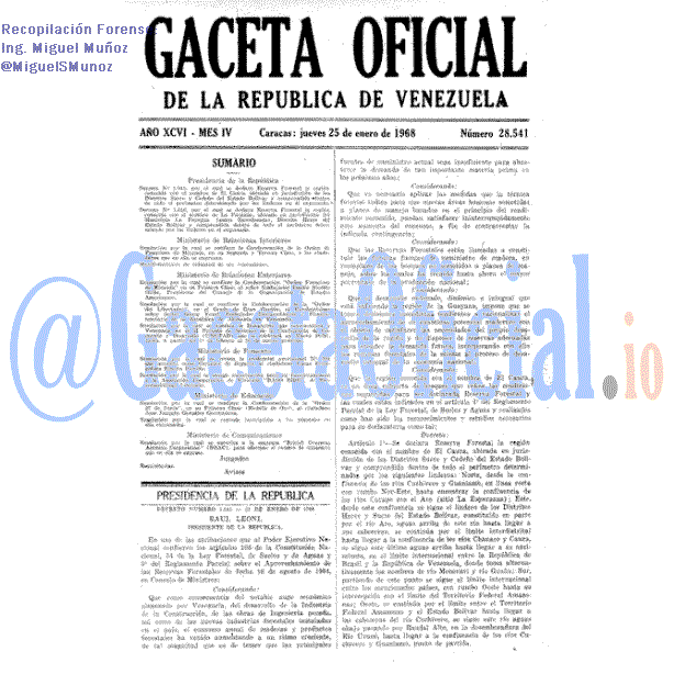 Gaceta Oficial 28541 del 25 Enero 1968