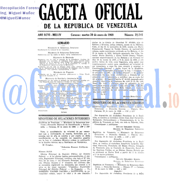 Gaceta Oficial 28545 del 30 Enero 1968