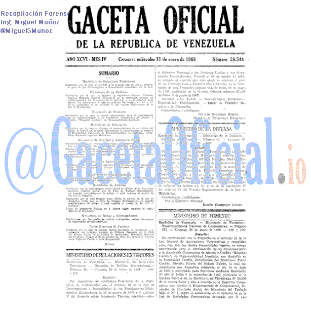 Gaceta Oficial 28546 del 31 Enero 1968